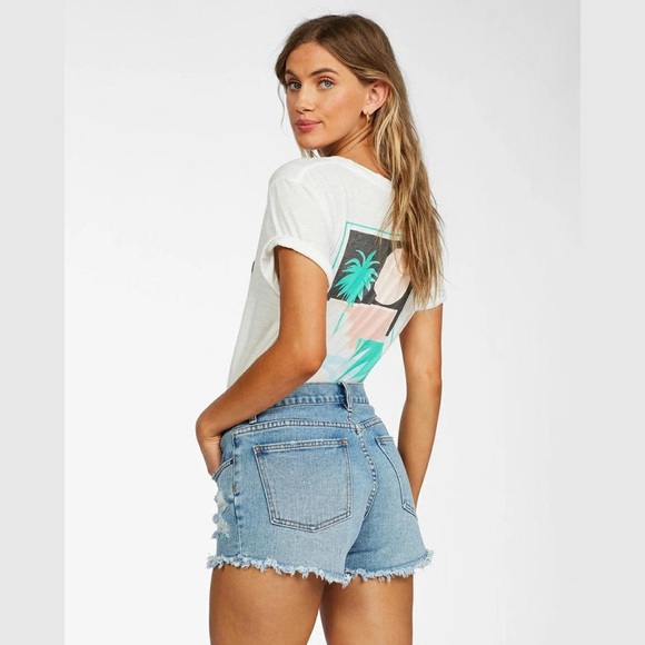 Billabong Drift Away Fray Denim Shorts 31 - Picture 3 of 4